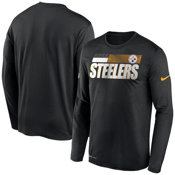 Pittsburgh Steelers 2020 Black Sideline Impact Legend Performance Long Sleeve NFL T-Shirt (All Size)